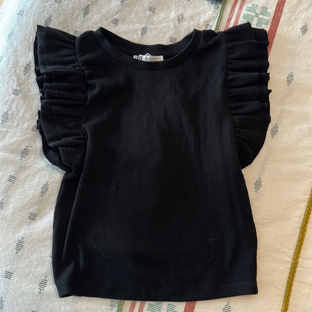 Zara crop top with ruffle sleeves